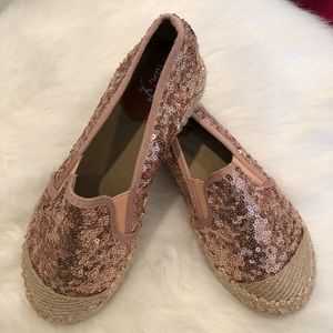 Betani rose gold sequin espadrille SZ 1 Not worn